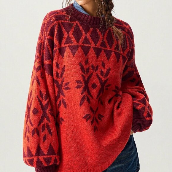Casual Women's Crew Neck Long Sleeve Sweater - Picture 6 of 8